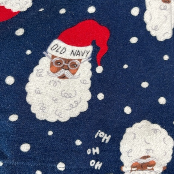 Old Navy Santa Print Flannel Boxer PJ Shorts Navy Red Blue Elastic Drawstring M - Picture 3 of 11